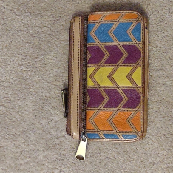 Fossil Tan and multi colored wallet - Picture 1 of 4